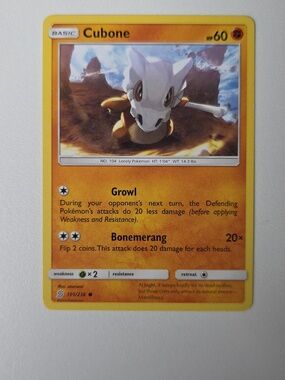 Pokemon Cubone Yellow Orange Trading Card